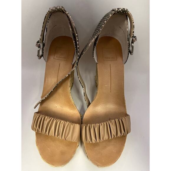 Dolce Vita Gray Snakeskin Nude Wedge Sandals Sz 9.5 - Picture 2 of 7